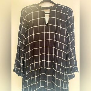 Loft Keyhole Sleeved Striped Swing Dress